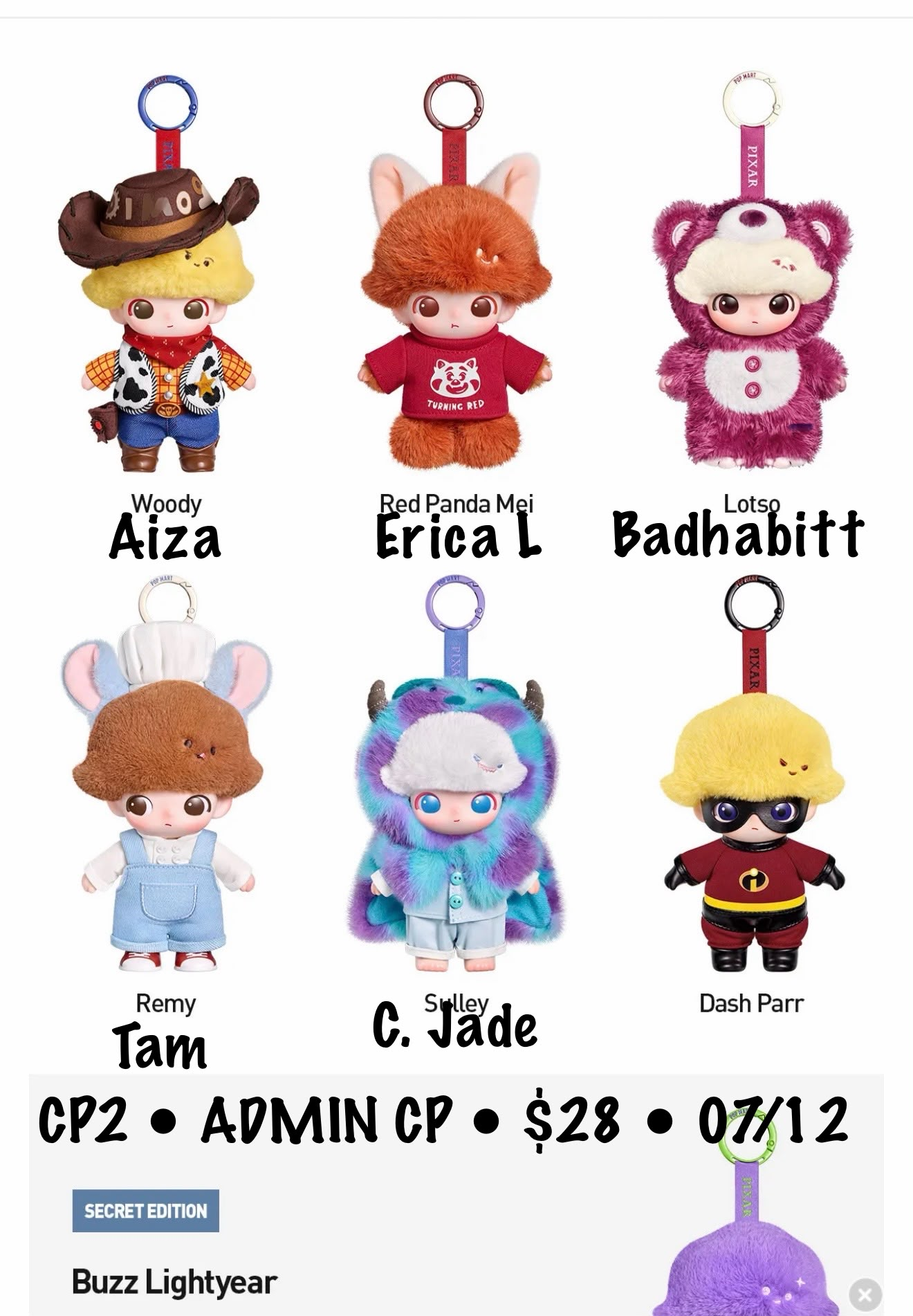 【preorder】POP MART Dimoo World x Pixar Plush Series toy surprise box Dolls