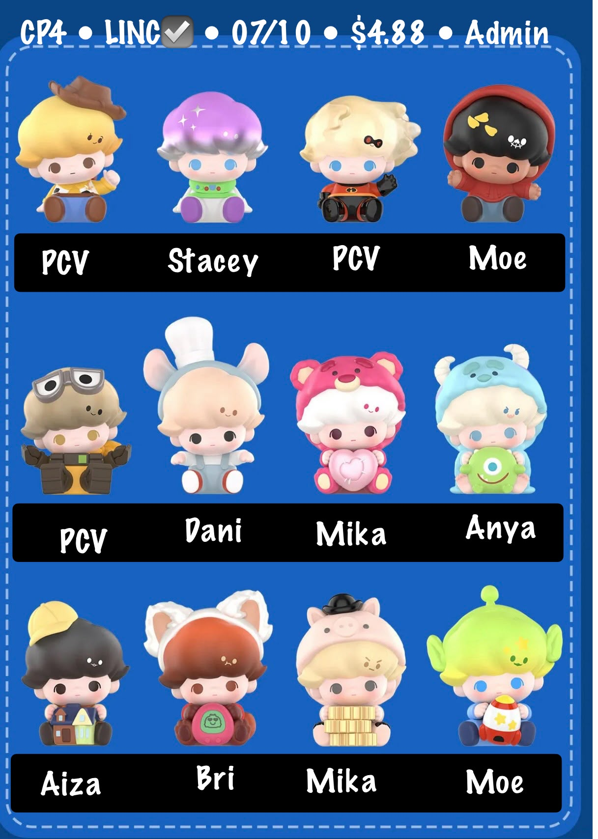 【preorder】POP MART Dimoo World x Pixar Minibean Series toy surprise box Dolls